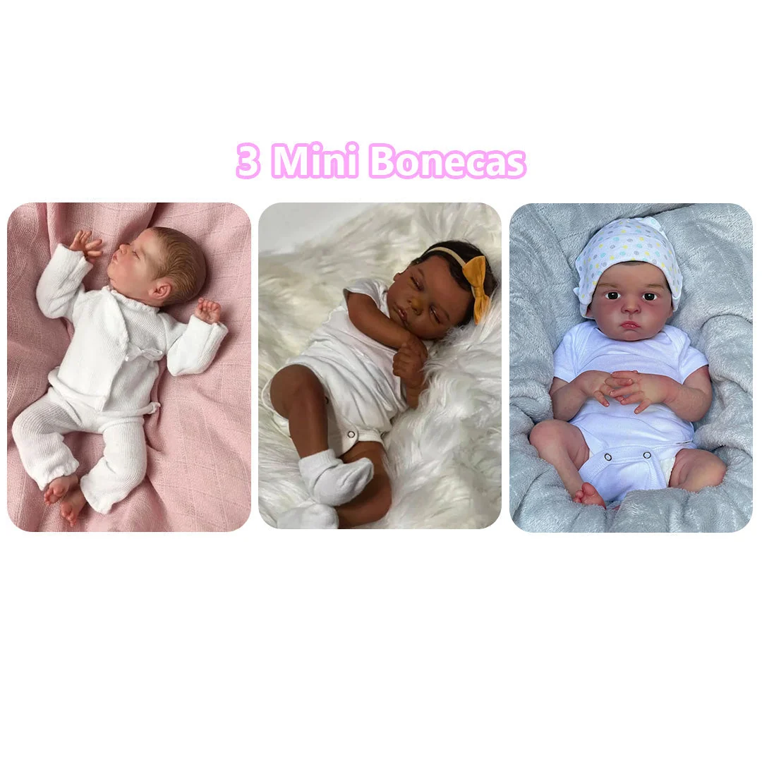 Kit Bonecas Mini Bebê Reborn com Roupinhas - Imagem 7